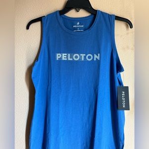 Peloton studio side slit cobalt blue tank top “Make your mark”